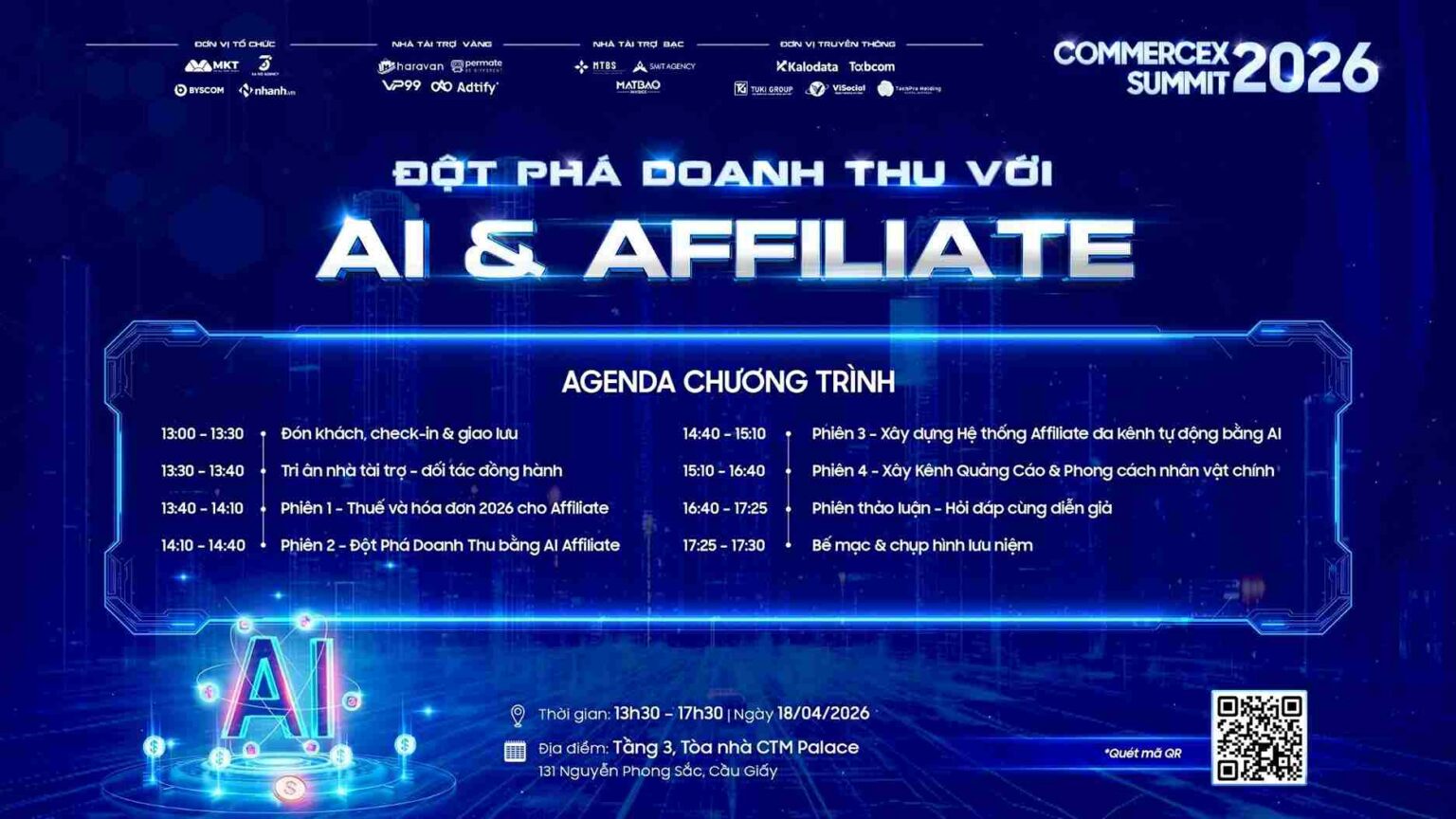 Timeline sự kiện CommerceX Summit 2026 - Bứt phá doanh thu với AI & Affiliate Sự kiện CommerceX Summit 2026 – Cơ hội bứt phá doanh thu với AI & Affiliate