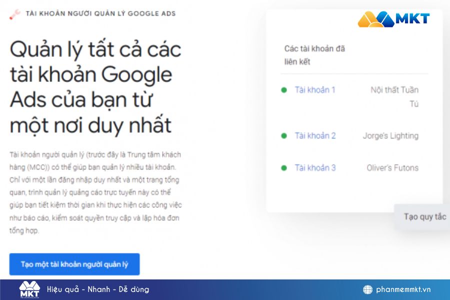 Bước đầu tiên nhấp chọn Tạo tài khoản người quản lý Bước đầu tiên nhấp chọn Tạo tài khoản người quản lý