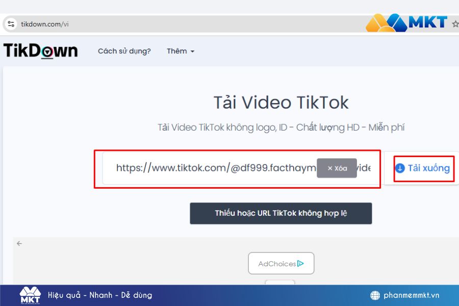 Dán link TikTok cần tải xuống Dán link TikTok cần tải xuống