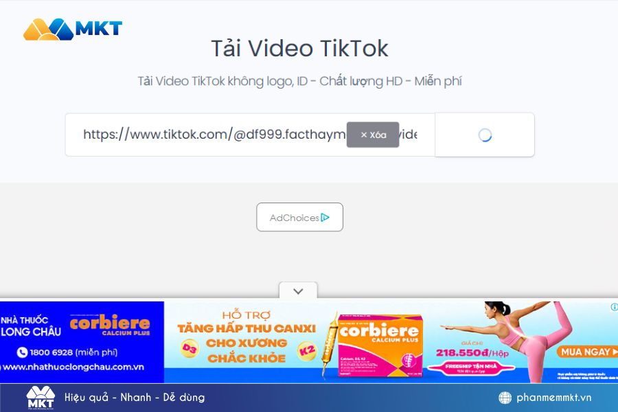 Xuất hiện quảng cáo trên trang TikDown khi tải video Xuất hiện quảng cáo trên trang TikDown khi tải video