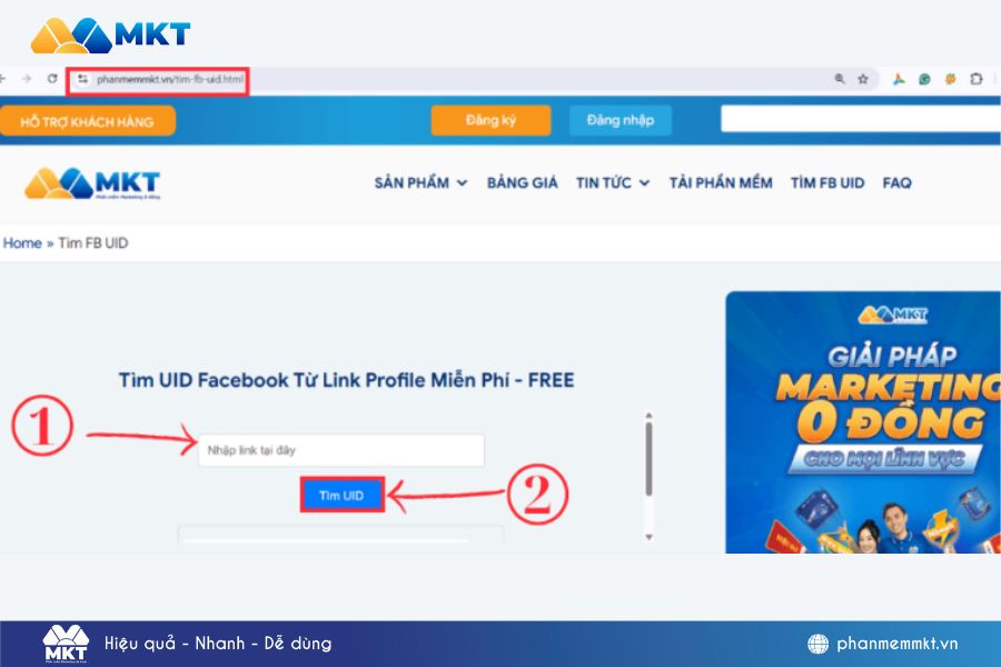 Dán link cần chuyển đổi sang UID Dán link cần chuyển đổi sang UID