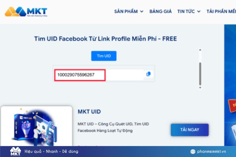 Hệ thống trả về dãy UID tương ứng Hệ thống trả về dãy UID tương ứng