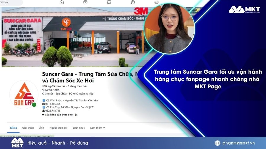 Trung tâm Suncar Gara tối ưu vận hành hàng chục fanpage nhanh chóng nhờ MKT Page 1 Trung tâm Suncar Gara