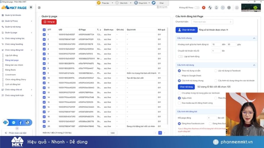 Chị Ngọc bày tỏ sự hài lòng về hiệu quả khi sử dụng MKT Page Trung tâm Suncar Gara