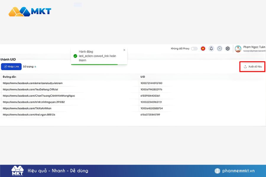 Nhấn xuất file để sử dụng cho các chiến dịch Marketing Nhấn xuất file để sử dụng cho các chiến dịch Marketing