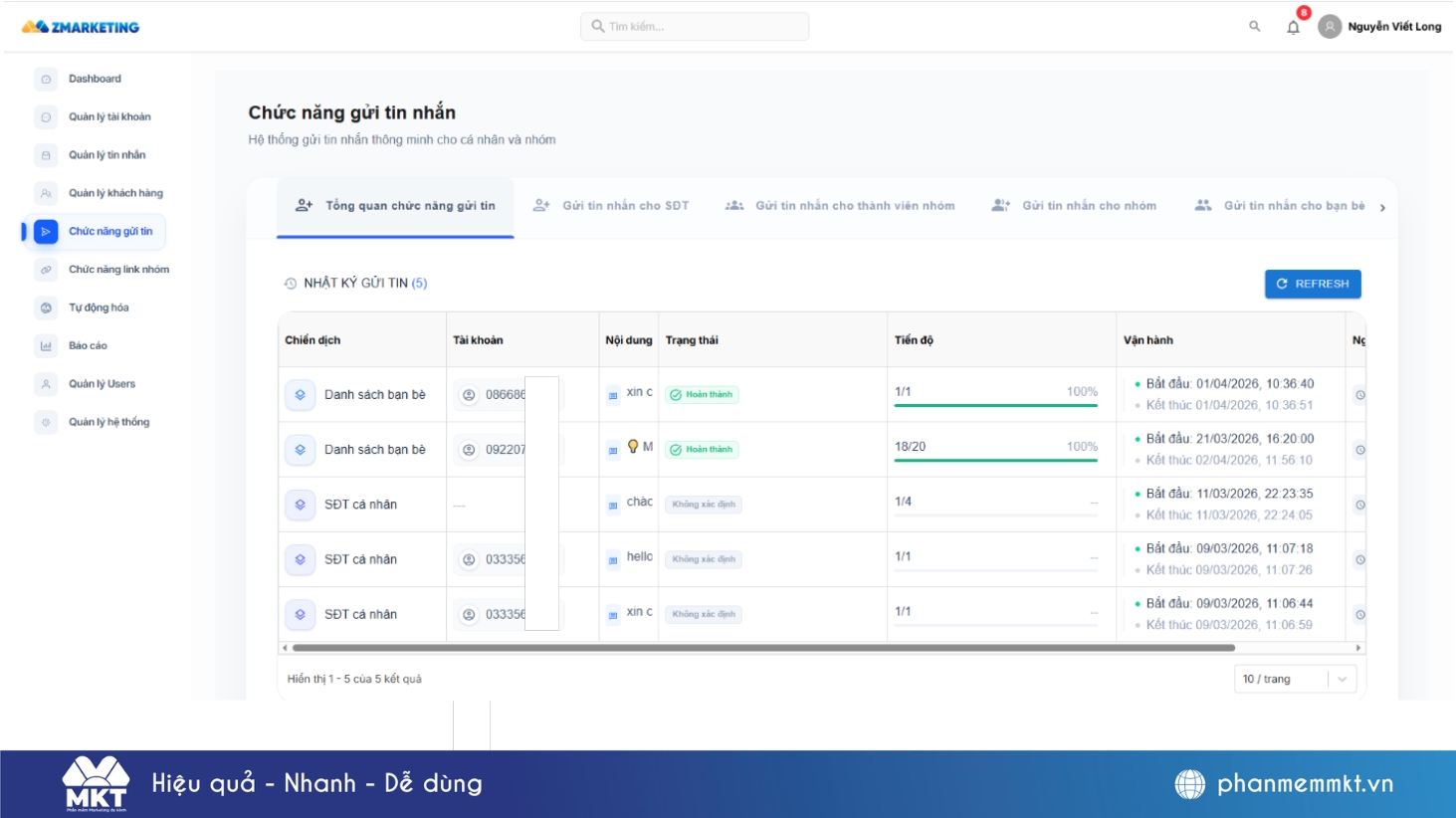Chức năng gửi tin nhắn Zalo tự động, hàng loạt Chức năng gửi tin nhắn Zalo tự động, hàng loạt