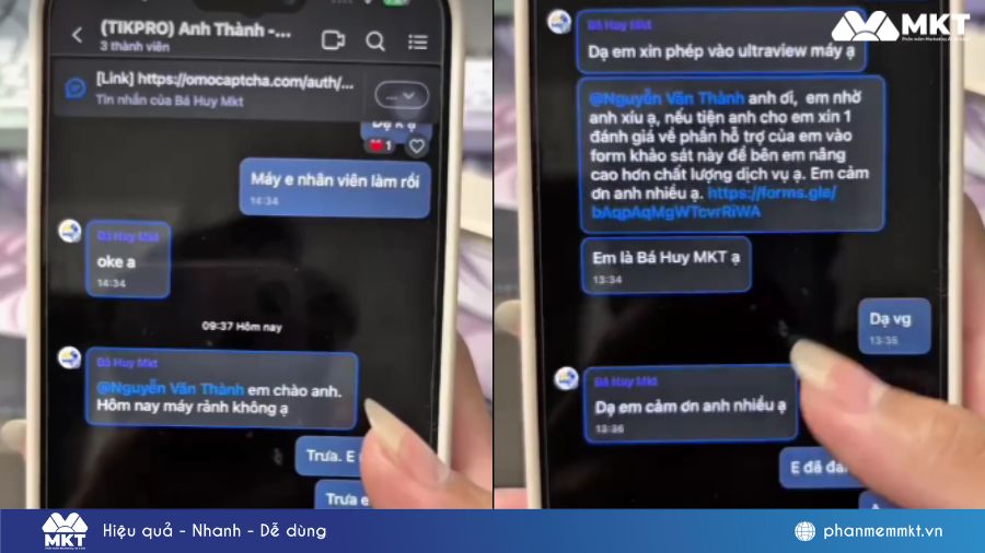 Anh Nguyễn Văn Thành và hành trình 2 năm bứt phá doanh số TikTok Shop cùng MKT TikPro 3 Tin nhắn support 1-1 từ đội ngũ Phần mềm MKT