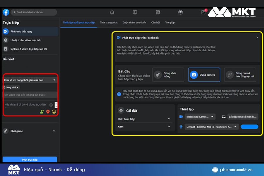 Thiết lập tiêu đề, mô tả và chọn đối tượng cho buổi livestream Thiết lập tiêu đề, mô tả và chọn đối tượng cho buổi livestream