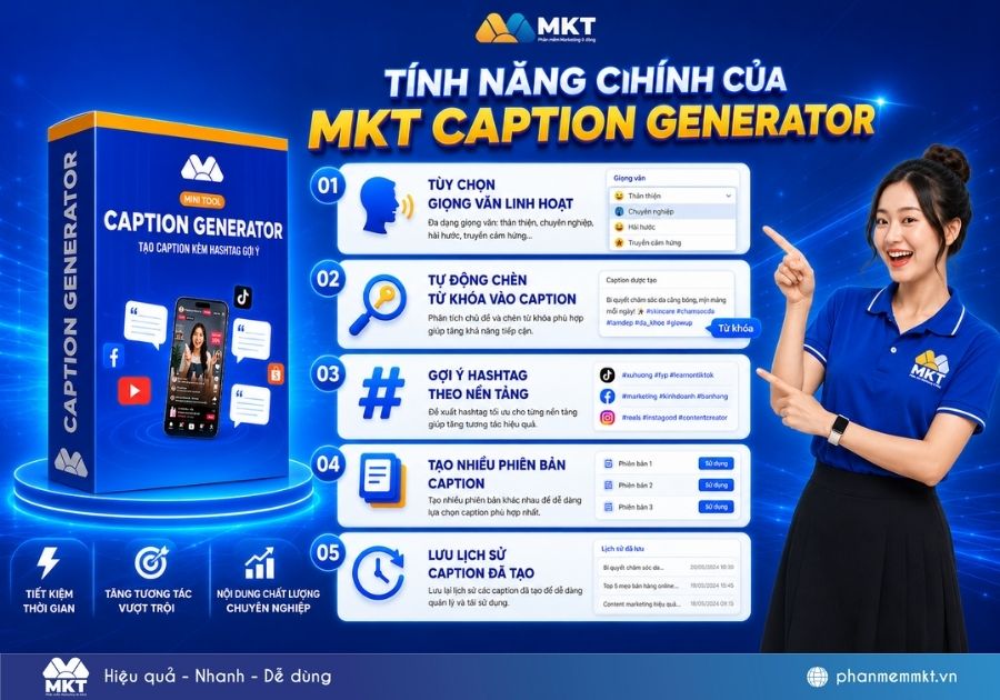 Công cụ tạo caption online bằng AI – MKT Caption Generator 2 công cụ tạo caption online