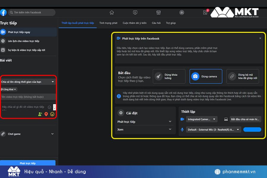 Thiết lập livestream Thiết lập livestream