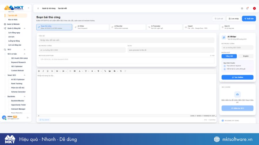 MKT SEO Web - Giải pháp xây dựng website & SEO toàn diện, không cần lập trình 4 Phần mềm MKT SEO Web