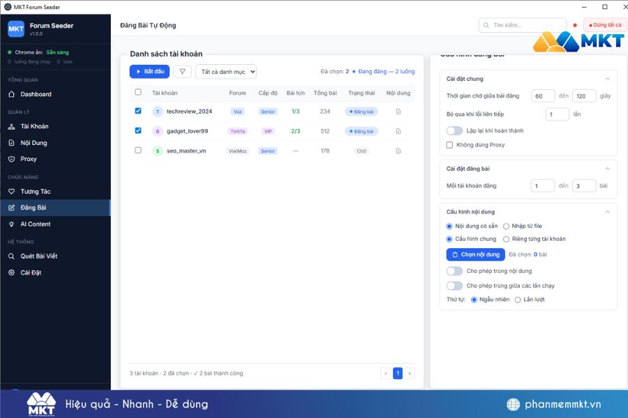 Phần mềm MKT Forum – Tool seeding diễn đàn chuyên nghiệp 3 Phần mềm MKT Forum