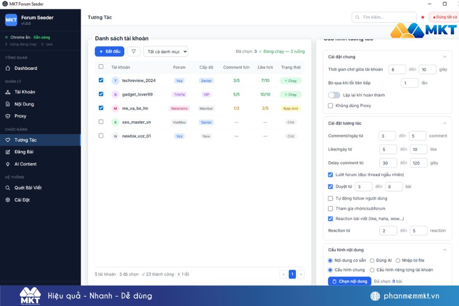 Phần mềm MKT Forum – Tool seeding diễn đàn chuyên nghiệp 4 Phần mềm MKT Forum