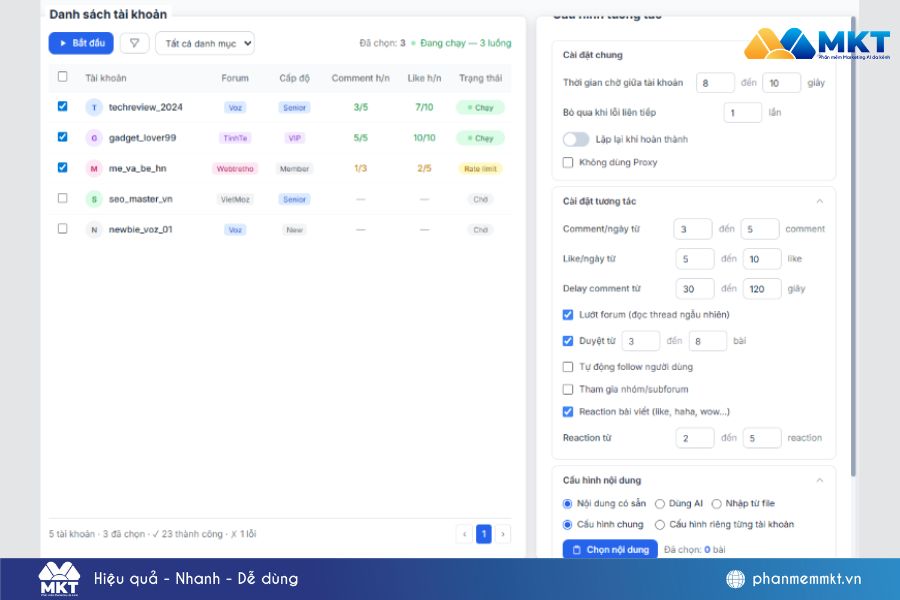 Thiết lập cấu hình chung trên MKT Forum Thiết lập cấu hình chung trên MKT Forum