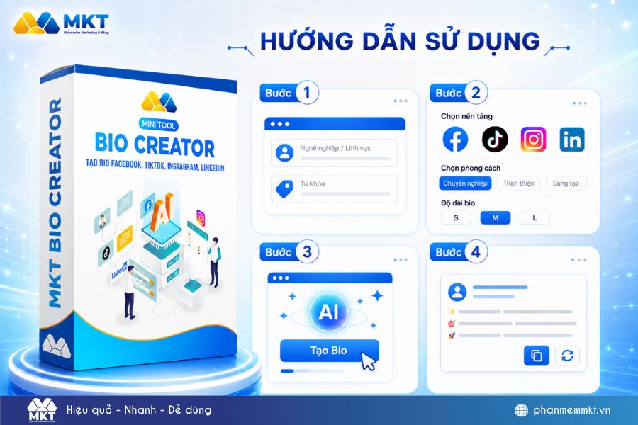 3 bước tạo Bio mạng xã hội free với MKT Bio Creator 3 bước tạo Bio mạng xã hội free với MKT Bio Creator