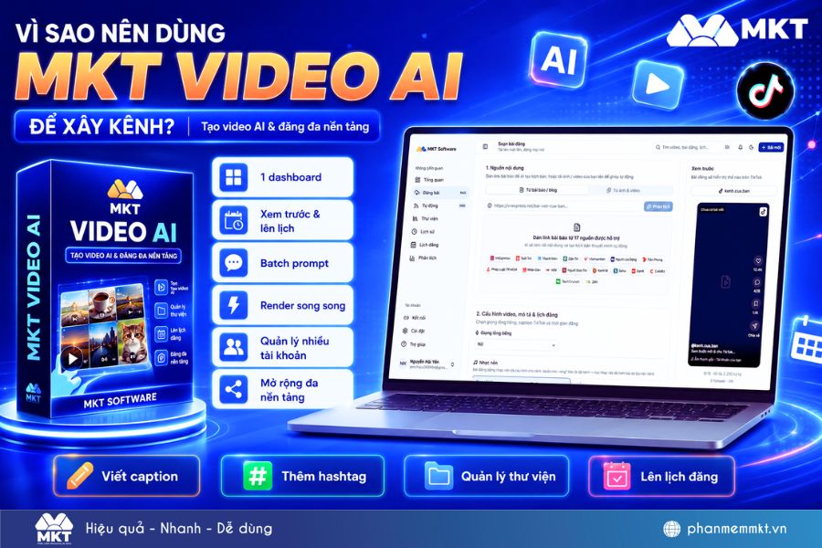 Phần mềm Xây kênh AI - Tạo video và đăng TikTok tự động 8 Xây kênh AI