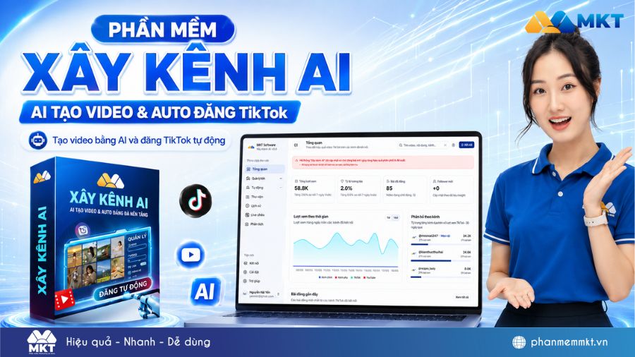 Phần mềm Xây kênh AI - Tạo video và đăng TikTok tự động 11 Xây kênh AI