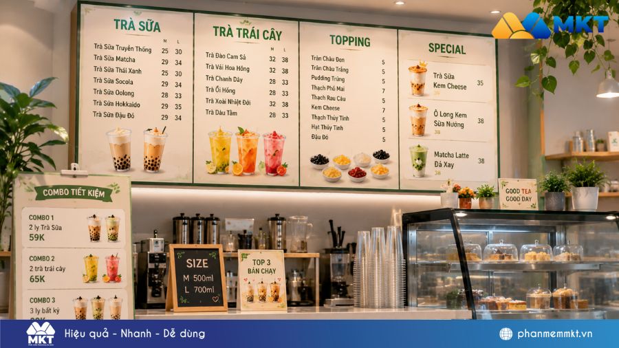 7 Cách bán trà sữa đông khách cho chủ quán 2026 2 Điều chỉnh menu và giá bán trà sữa hợp lý