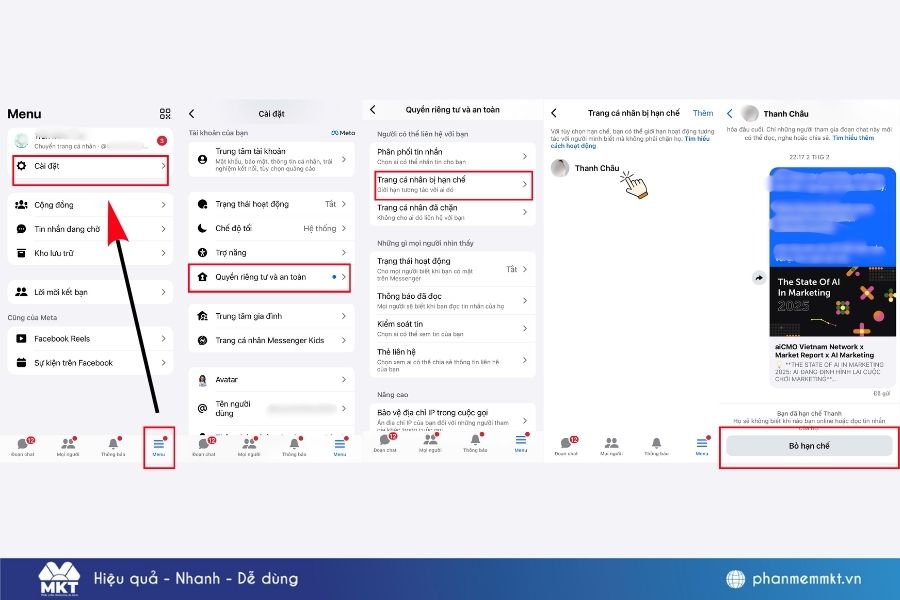 Top 3 cách bỏ hạn chế tin nhắn Messenger nhanh chóng và đơn giản 1 cách bỏ hạn chế tin nhắn