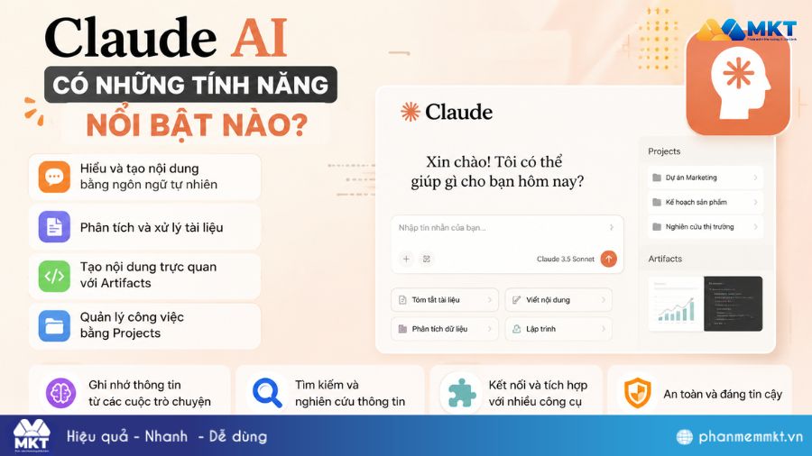 Claude AI là gì? Cách ứng dụng các tính năng Claude hiệu quả 2 Claude AI có những tính năng nổi bật nào?