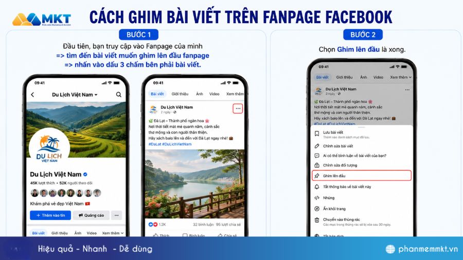 3 Cách ghim bài viết khi không có nút trên Facebook ai cũng làm được 2 Cách ghim bài biết trên Fanpage Facebook