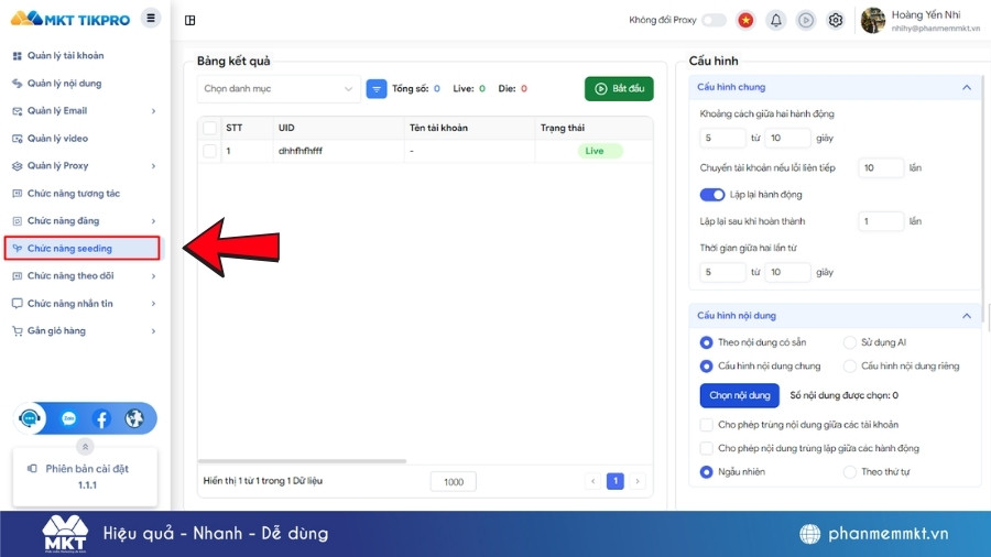 Seeding Livestream TikTok tự động bằng MKT TikPro 2 Hướng dẫn seeding livestream TikTok tự động