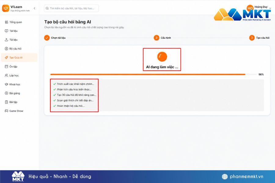 Cách AI tạo câu hỏi trắc nghiệm chỉ trong 2 phút với VI LEARN 4 AI tạo câu hỏi trắc nghiệm