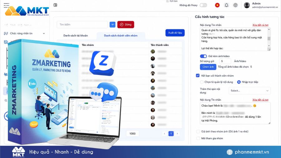 Chị Đàm Huyền: Từ tìm khách thủ công đến những đơn hàng triệu đồng nhờ ZMarketing PC 3 Giao diện phần mềm ZMarketing