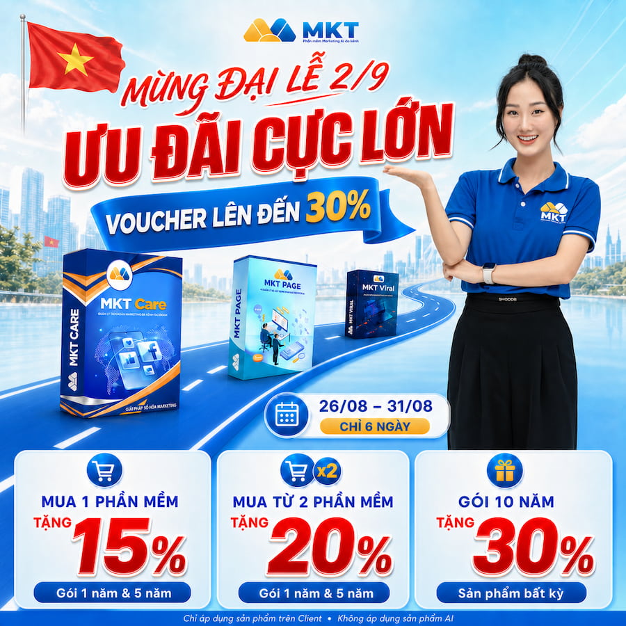 Chương trình ưu đãi Quốc khánh 2/9 - Tặng voucher lên đến 30% 1 Chương trình ưu đãi Quốc khánh 2/9 tại Phần mềm MKT