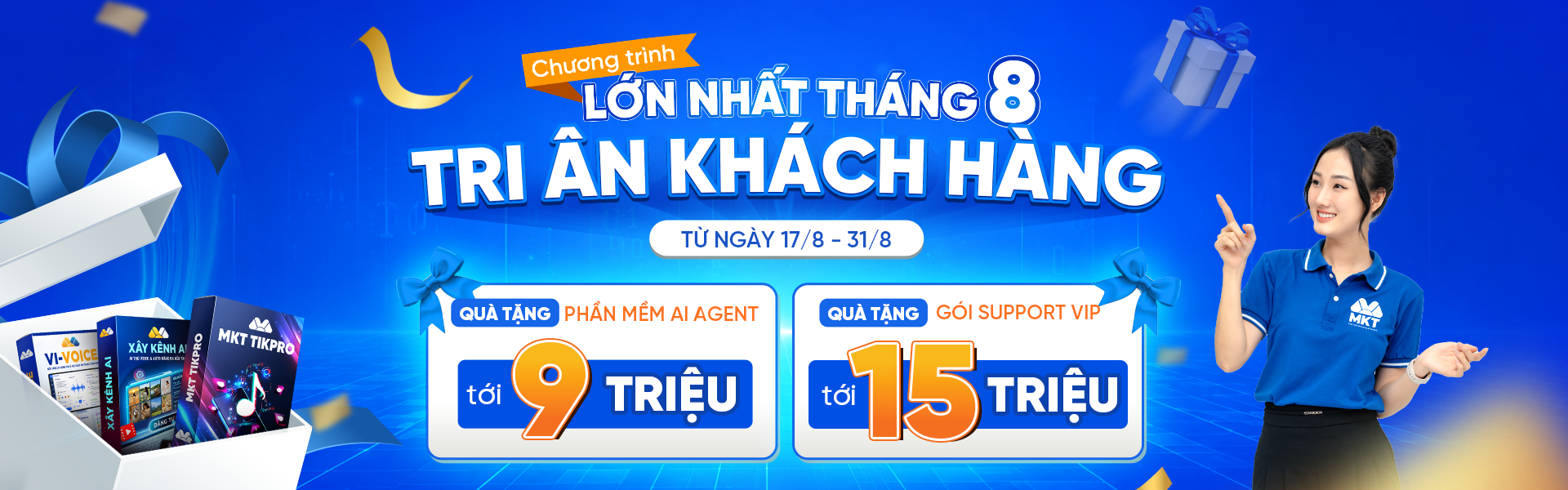 Phần mềm MKT 1 tri ân khách hàng tháng 8