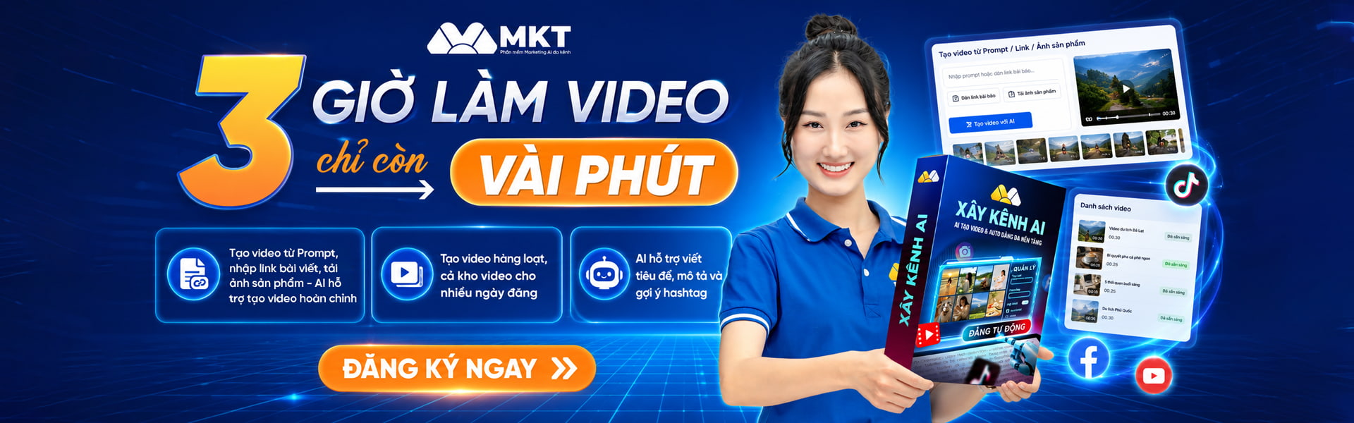 Phần mềm MKT 1 Xây kênh AI tạo video từ AI