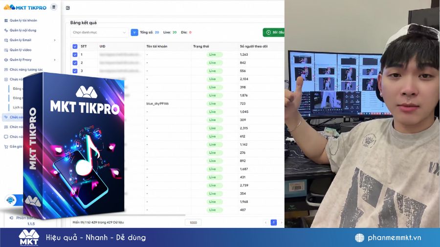 Anh Đặng Huy - chủ kênh Lexronan Live Rồi tăng tương tác phiên live bằng MKT TikPro như thế nào? 2 Anh Huy feedback về phần mềm MKT TikPro