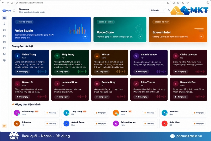 Hướng dẫn cách tạo giọng AI lồng tiếng bằng MKT Voice chỉ trong 30s 2 Giọng AI lồng tiếng
