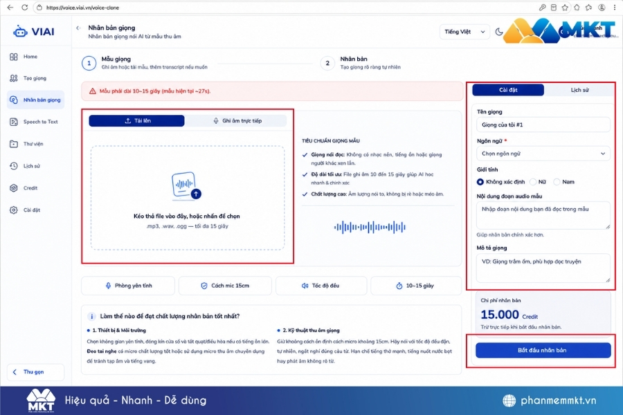 Hướng dẫn cách tạo giọng AI lồng tiếng bằng MKT Voice chỉ trong 30s 5 Giọng AI lồng tiếng