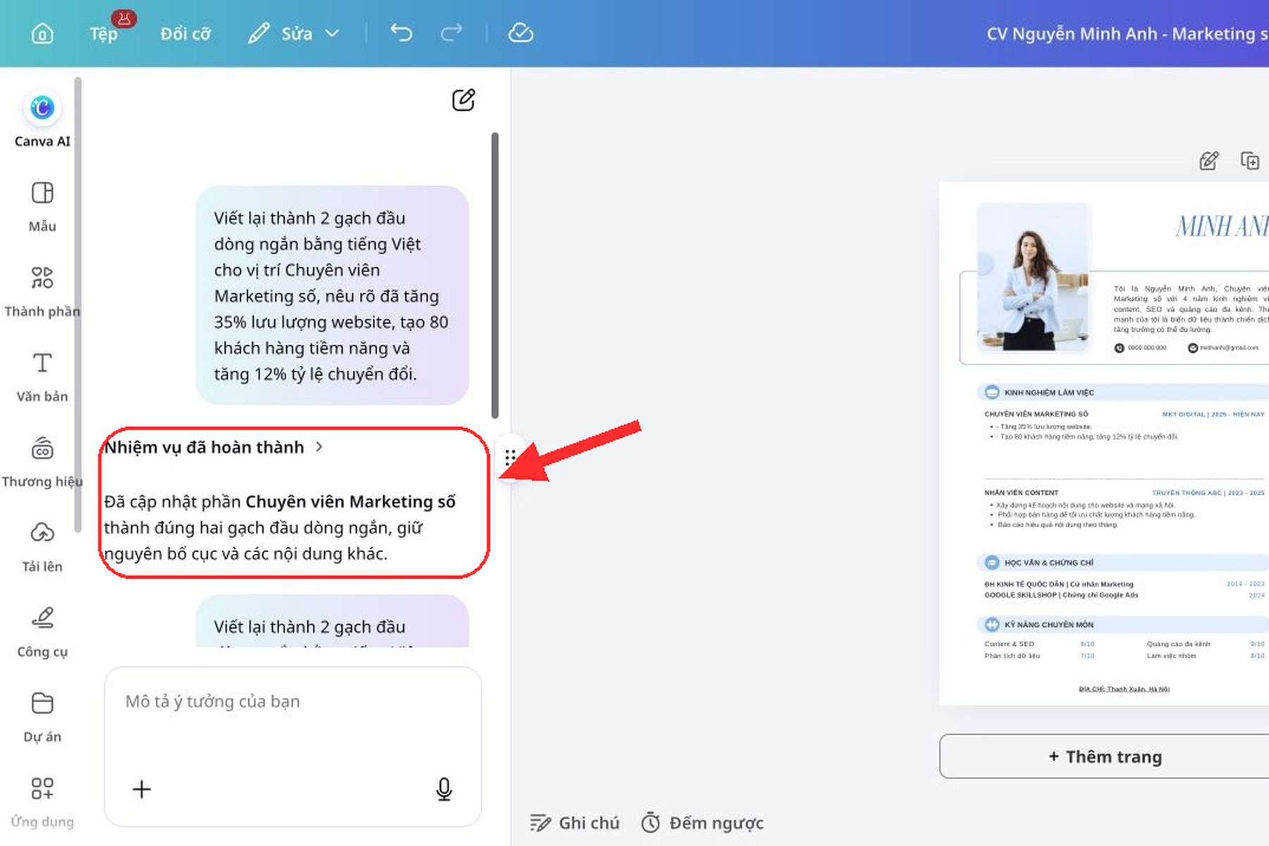 Cách làm CV trên Canva: 7 bước thiết kế CV chuyên nghiệp 5 Cách làm CV trên Canva