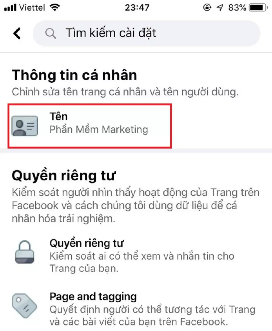cách đổi tên fanpage
