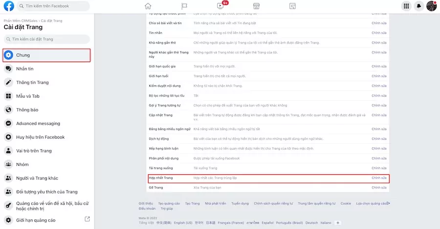 cách gộp 2 page facebook thành 1