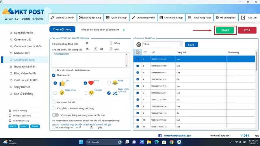 Chạy kịch bản hack like ảnh tự động