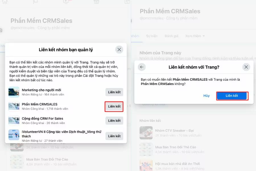 cách liên kết fanpage với nhóm