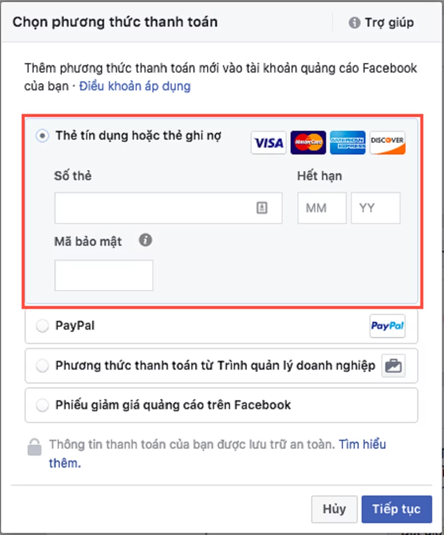 cách thanh toán quảng cáo facebook