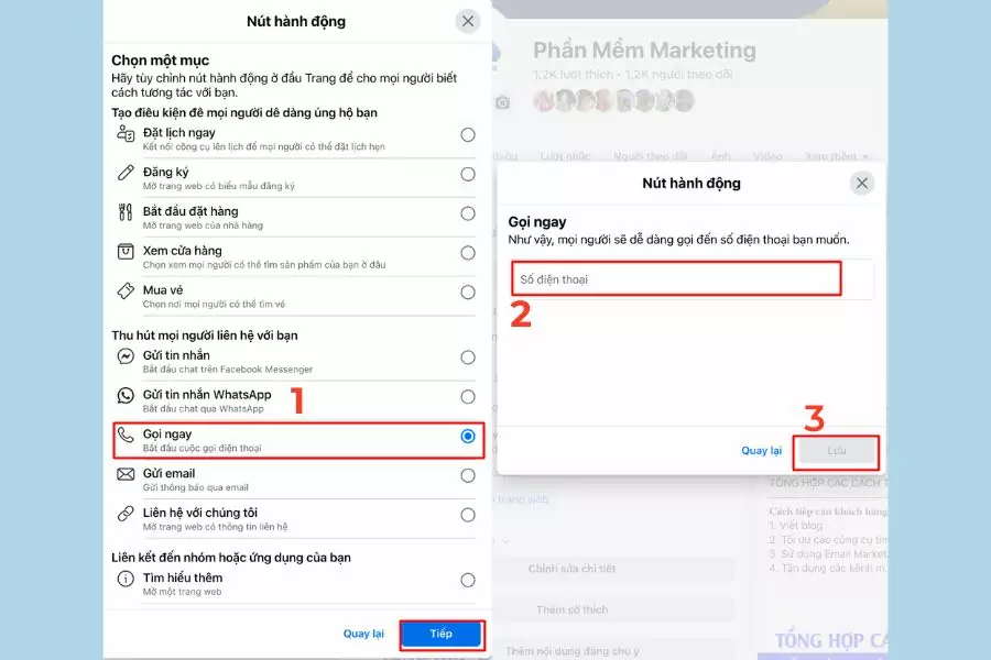 cách thêm nút gọi ngay trên fanpage