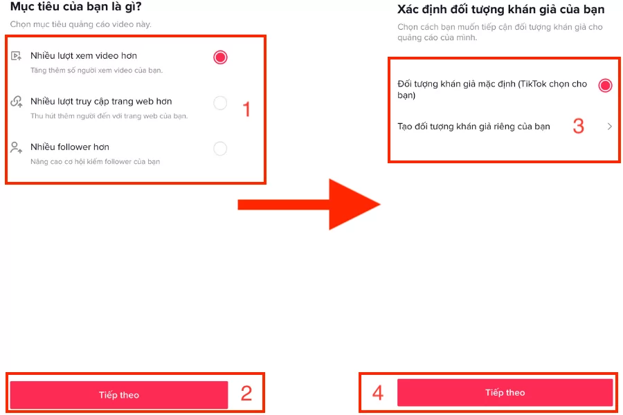 Chọn mục tiêu và đối tượng quảng cáo 