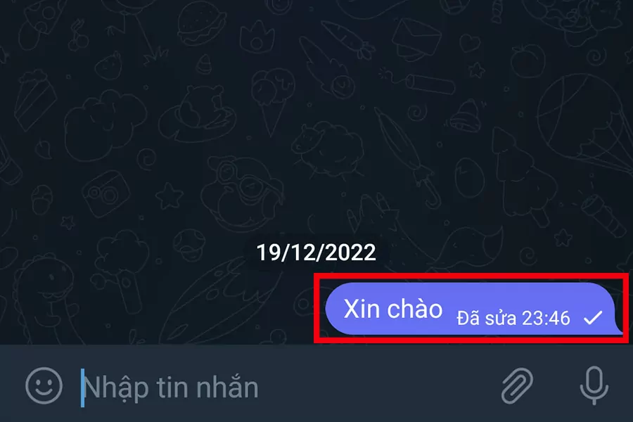 Tin nhắn đã sửa xong được gửi đi có kèm theo chú thích Đã sửa.
