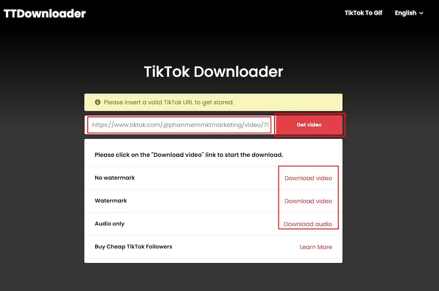 Tải video TikTok không dính logo với TikTok Downloader