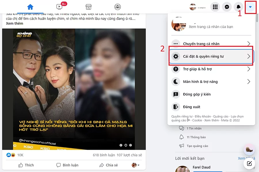 Chọn Cài đặt & quyền riêng tư