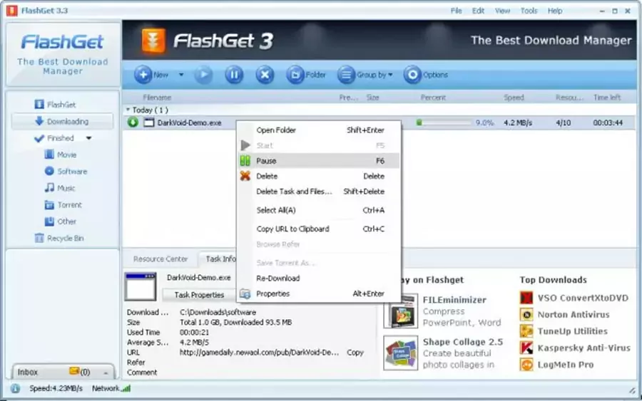 Phần mềm download video YouTube miễn phí FlashGet