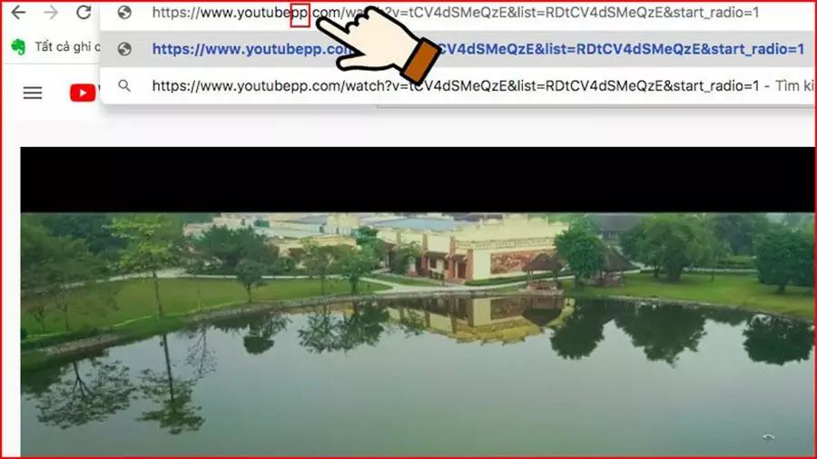 Thêm pp vào đường link video YouTube rồi nhấn Enter