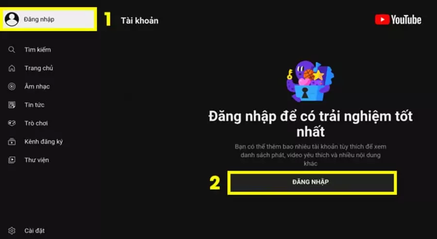 cách đăng nhập tài khoản youtube trên tivi