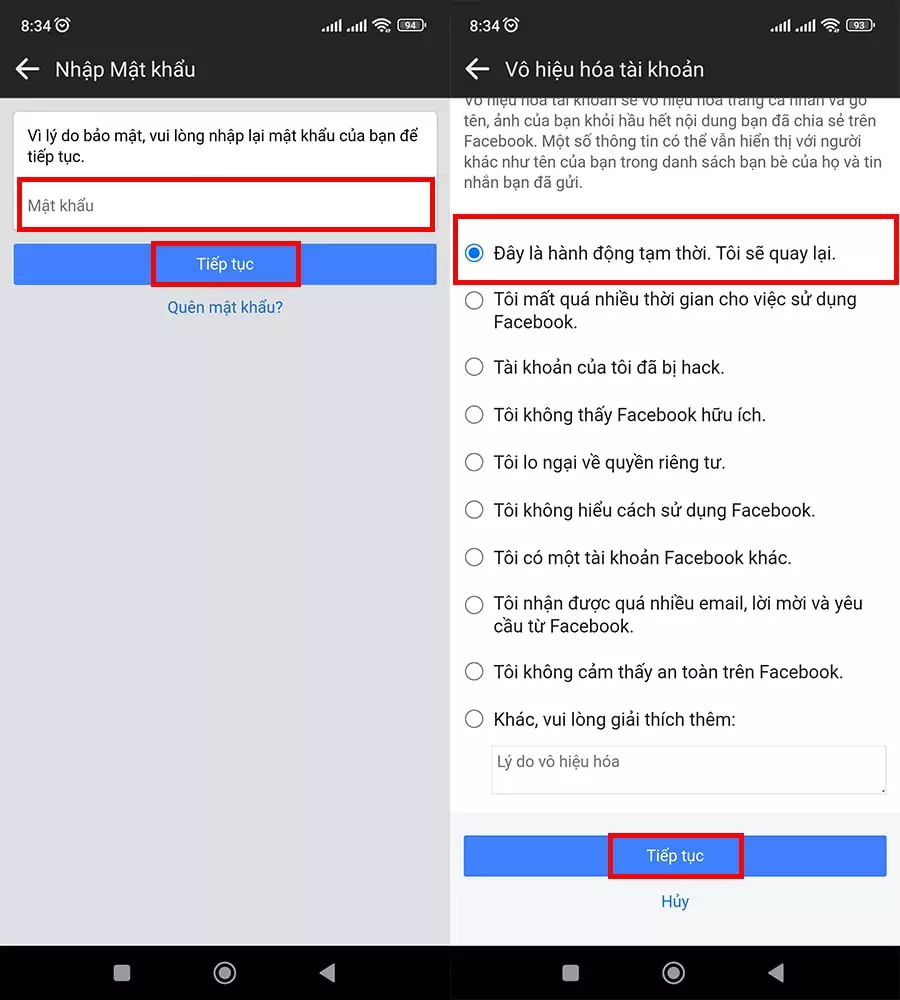 Chọn lý do khóa tài khoản Facebook