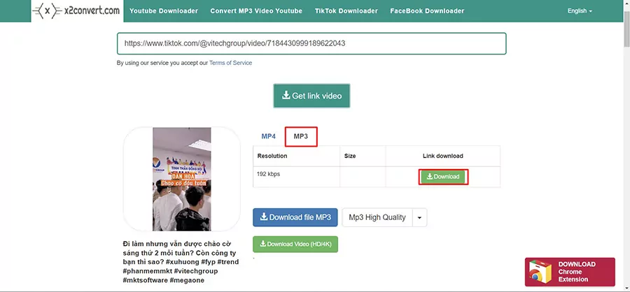 Nhấn vào Download tại tab MP3